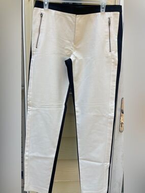 Banana Republic Addison Slim Fit Ankle Pants.  Sz 12 Tall two tone Ivory/Black